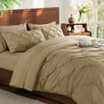 thumbnail image 2 of Baauye Queen Comforter Set, 7 Pieces Beige Comforters, Pintuck Bedding Sets for All Season, Bed in a Bag with Comforter, 1 Fitted Sheet, 1 Flat Sheet, 2 Pillowcases & 2 Shams, 2 of 8