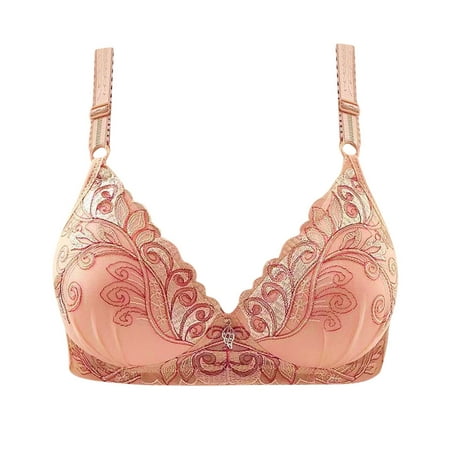 Wire-Free Push up Bras for Women Convertible Bra Feature V-Neck Demi & Balconette Bra Style W-85 Hook and Eye Closure Bralettes Pinks S