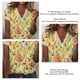 thumbnail image 5 of Camisa con estampado floral para mujer, manga corta, cuello en V, ribete de encaje, elegante camisa para mujer para el trabajo diario, citas, amarillo S, 5 of 6