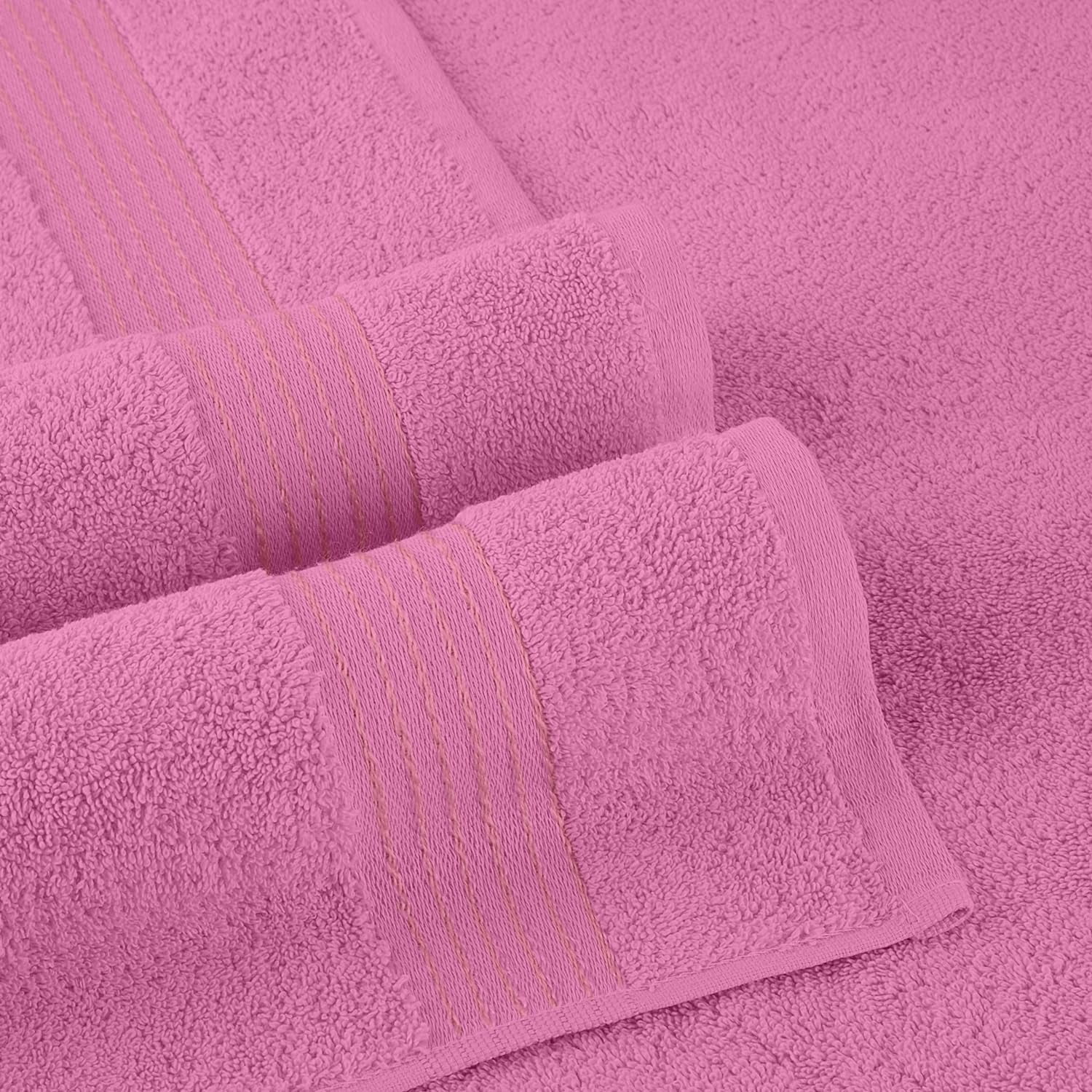 Elegant Comfort Cotton 6-Piece Towel Set, Includes 2 Washcloths, 2 Hand Towels and 2 Bath Towels, 100% Turkish Cotton - Highly Absorbent and Super Soft Towels for Bathroom, Light Pink