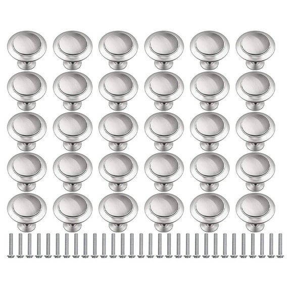 SOAC, 0.9 in Diameter Round Cabinet Knob Stainless steel Silver 30 Piece