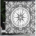 thumbnail image 4 of Ambesonne Vintage Shower Curtain, Ornate Floral Wind Rose, 69"Wx75"L, Black White, 4 of 5
