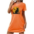 thumbnail image 4 of Sakmal Loose Lounge Nightgowns for Women Cozy Halloween Orange Lightweight Sleepshirt Short Sleeve Crew Neck Short Black Cat Print Nightgowns S-2XL, 4 of 4