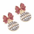 thumbnail image 6 of Michellecmm Women Christmas Ball Earrings Cute Bow Glitter Rhinestone Pearl Non-Fading Dangle Earrings Funny Accessories, 6 of 8