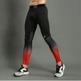 thumbnail image 4 of OULII Men Lightweight Compression Sports Pants Red Stretch Tights for Basketball and Cycling, 4 of 8
