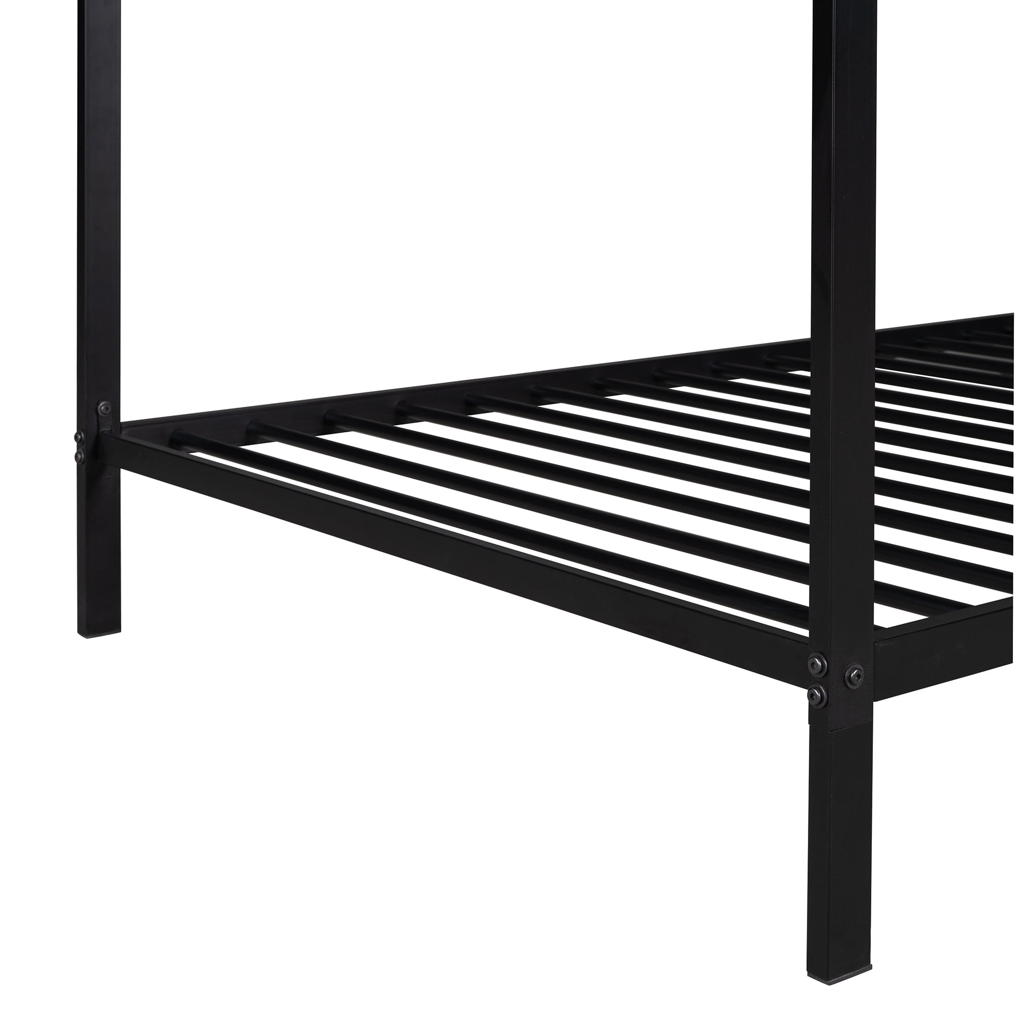 Gewnee Twin Size Kids Bed Frame, Metal Platform Bed Frame With Canopy,No Box Spring Needed. Black