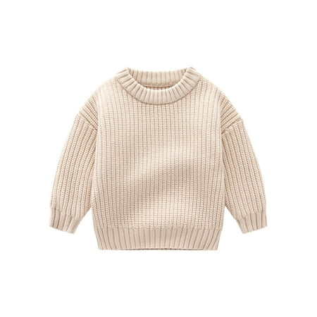 

Glonme Crew Neck Jumper Top Boys Thermal Party Sweater Cute Knitwear Knitted Sweaters Light Khaki 110cm (30-35 Catties)