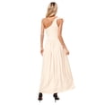 thumbnail image 2 of TiaoBug Womens One Shoulder Ruffle High Split Bodycon Maxi Dress Wedding Evening Party Gown Cocktail Clubwear Champagne M, 2 of 7