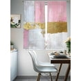 thumbnail image 4 of Abstract Modern Art Sheer Curtains 63 Inches Long 2 Panels Watercolor Pink Gold Soft Wash Light Filtering Semi Sheer Window Curtains Drapes for Bedroom Living Room 52"x63", 4 of 7