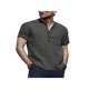 thumbnail image 1 of Txlixc Camisa con cuello levantado y botones para hombre, manga corta, color sólido, uso diario, ropa de calle informal, tops para hombre Txlixc Casual, 1 of 2