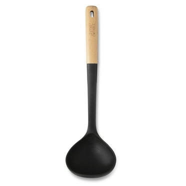 Thyme & Table Silicone 13" Beechwood Handle Black Kitchen Ladle