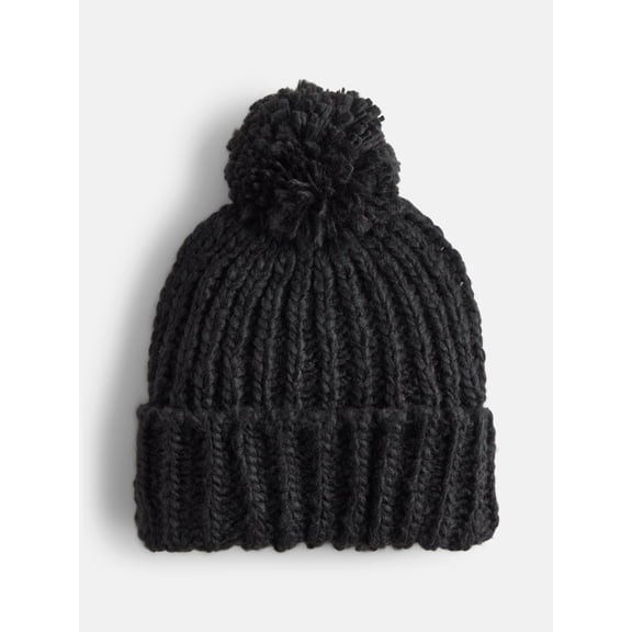 Scenario Women's Chunky Textured Beanie, One Size Fits Most, Black Soot
