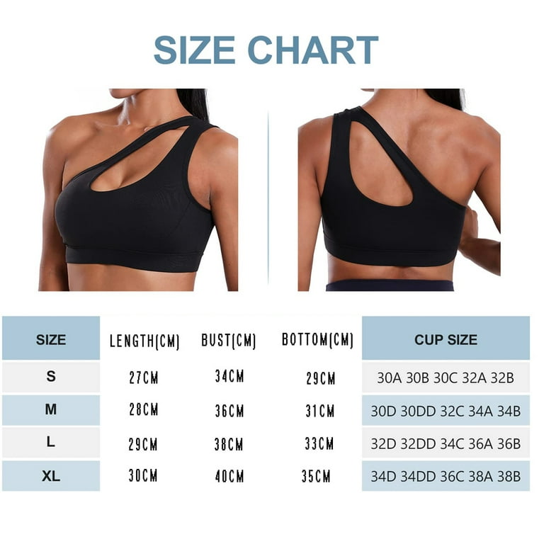 One Shoulder Sports Bra Removable Padded Yoga Top Post-Surgery Wirefree  Sexy Cute 