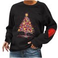 thumbnail image 1 of CEHVOM Femmes Manches Longues Col Rond Imprimé de Noël T-Shirt Décontracté Hauts Chandail Blouse, 1 of 4
