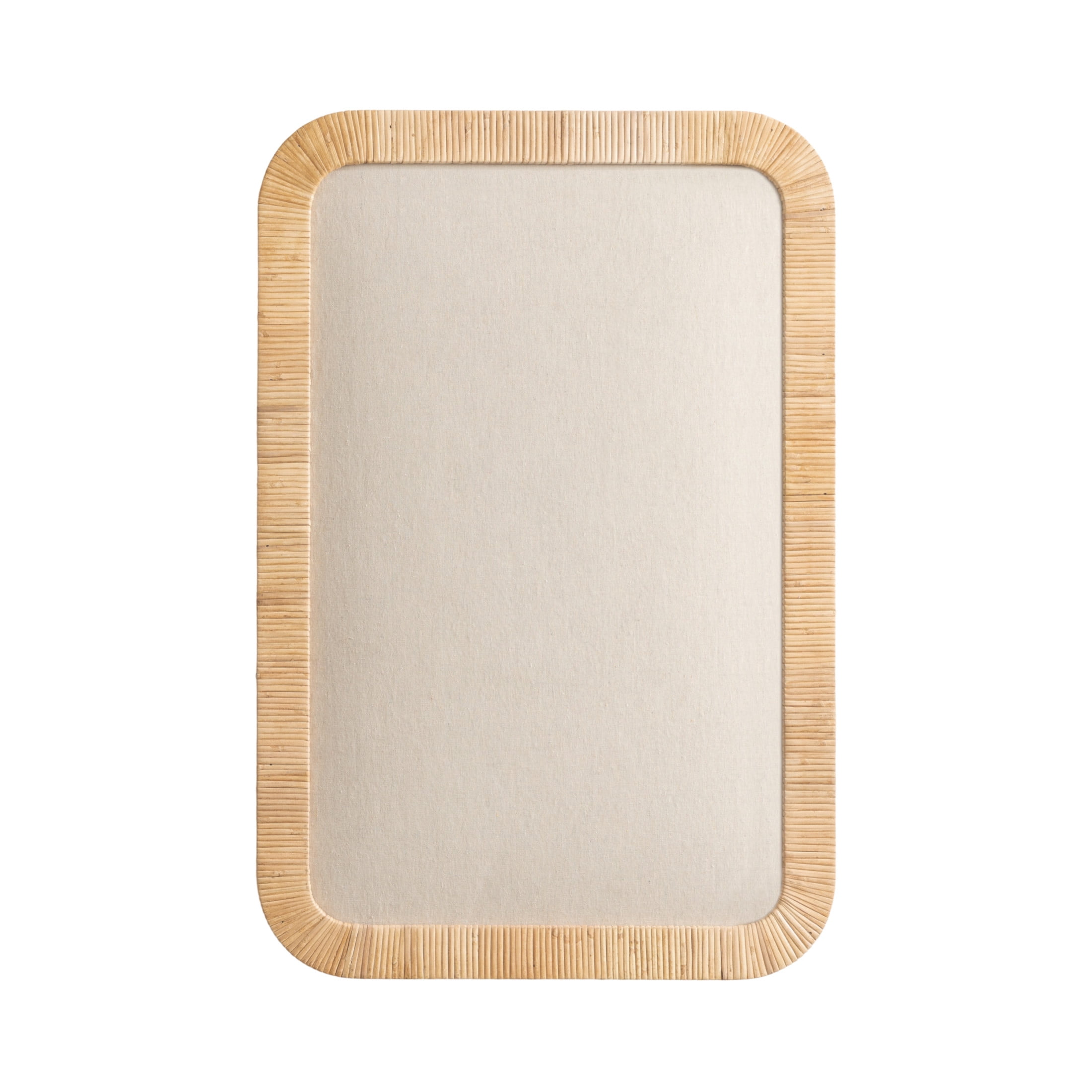 Kate and Laurel Rahfy Modern Rattan Framed Wall Pinboard, 20 x 30, Natural Rattan, Boho Rounded Rectangle Bulletin Board for Use as Motivational Vision Board or Wall Organizer