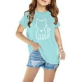 thumbnail image 2 of YLSDY Girls Summer Cotton Loose T-Shirt Cat Printed Short-Sleeved Kids Tops Round Neck Casual Cute Graphic Fitted Lightweight Tops Blue 7 Years, 2 of 5