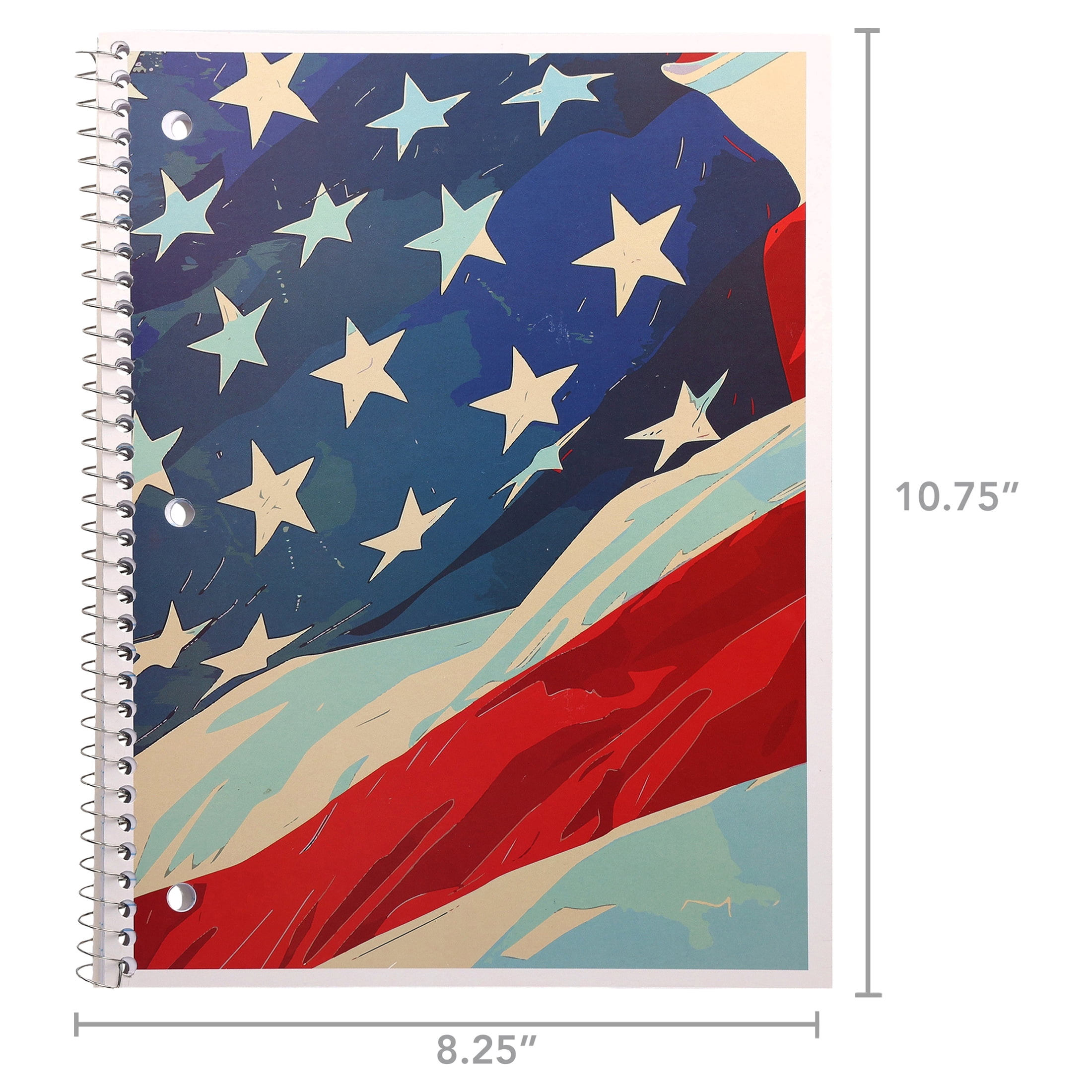 Pen+Gear College Ruled 1-Subject Notebook, 8" x 10.5", Multicolor Flag, 80 Sheets
