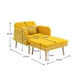 thumbnail image 7 of 2 in 1 Chaise Lounge with Ottoman, Velvet Upholstered Recliner Chair, Convertible Sleeper Sofa Bed with 3 Reclining Angles and One Pillow, Living Room Accent Chair with Rose Golden Metal Trims, Yellow, 7 of 7