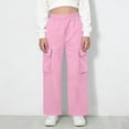 thumbnail image 4 of NAISIBABY Girls Sweatpants, with Multi-Pockets Straight Leg Elastic Waist Casual Cargo Athletic Pants Pink 14T, 4 of 6