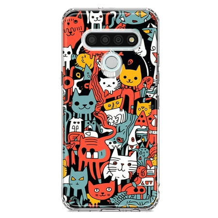 MUNDAZE LG Stylo 6 Shockproof Clear Hybrid Protective Phone Case Psychedelic Cute Cats Friends Pop Art Cover