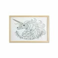 thumbnail image 1 of Black and White Wall Art with Frame, Fantasy Animal Unicorn Profile with Floral Ornaments Monochrome Design, Printed Fabric Poster for Bathroom Living Room, 35" x 23", Black White, by Ambesonne, 1 of 2