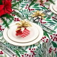 thumbnail image 2 of Christmas Tablecloth Red Berries with Green Leaves Rectangle Holly Fabric Table Cover Washable Xmas Table Cloth for Picnic Home Kitchen Dining Table, 60 x 102 Inch, 2 of 7