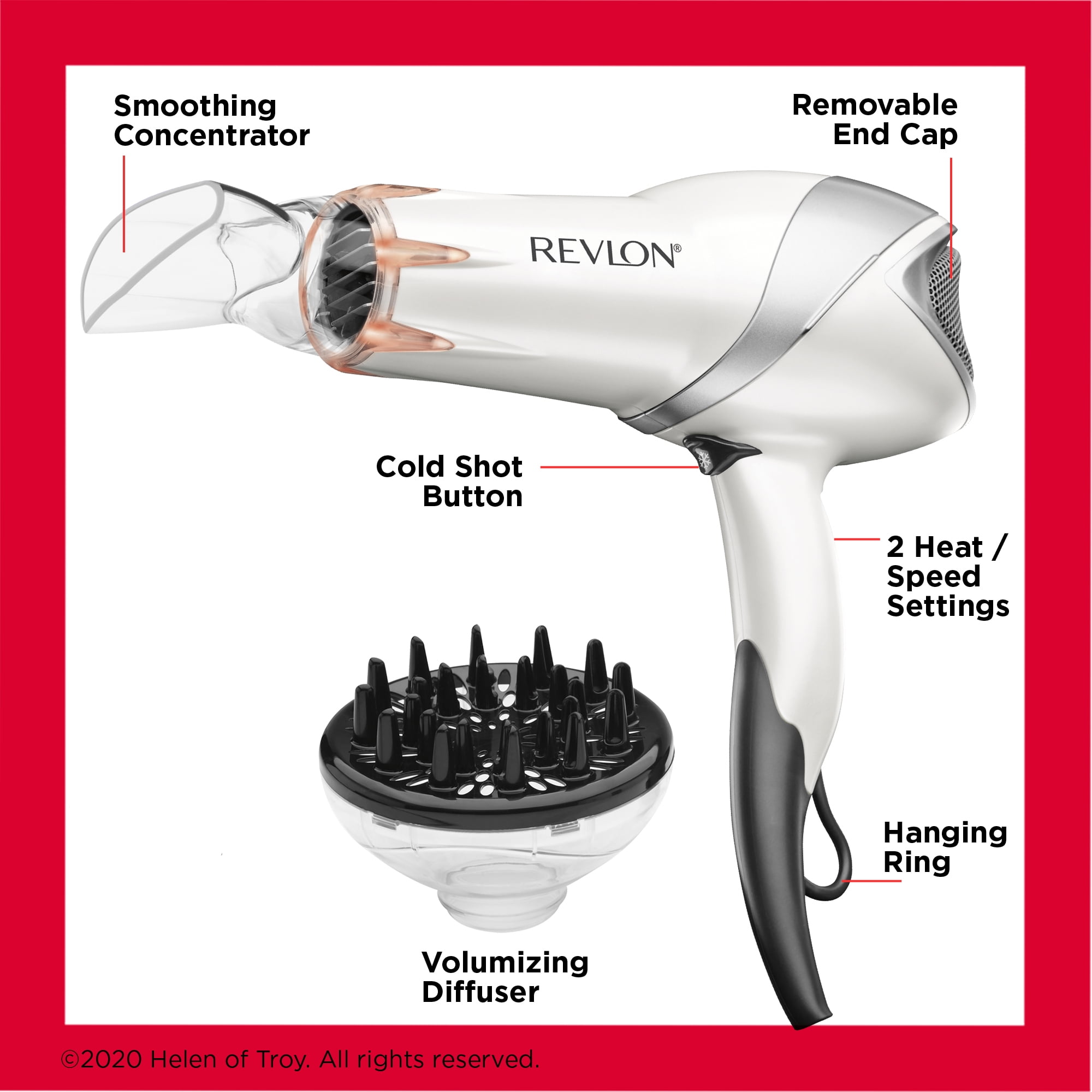Revlon Pro Collection Infrared Hair Dryer, Pearl Blow Dryer with  Concentrator and Diffuser 