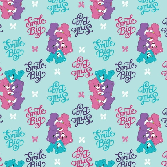 Care Bears Sparkle and Shine Smiles in Blue 100% Cotton Fabric Sold by the Yard