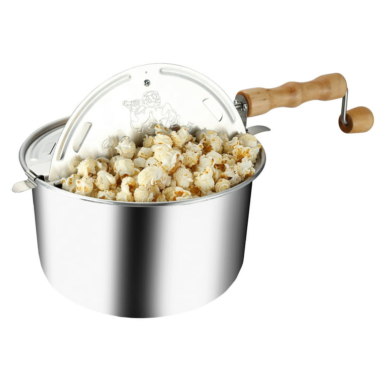 Cook N Home Stovetop Popcorn Popper with Crank, 6 Quart Stainless Stee