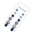 thumbnail image 2 of 6 Pares para Mujer Pendientes Antiguos de Plata Antigua Triángulo Oreja Stud de La Joyería Yinane  Ear Studs, 2 of 5