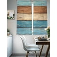 thumbnail image 4 of Farmhouse Light Blue Brown Sheer Curtains 72 Inch Length 2 Panels Set, Vintage Wooden Striped Voile Window Treatment Rod Pocket Curtains Sheers Drapes for Bedroom/Living Room/Kitchen 52"x72"x2, 4 of 7