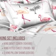 thumbnail image 2 of Superity Duvet and Fitted Sheet Set Cotton Blend Percale Fabric Button Closure Duvet Cover Breathable and Wrinkle Free - Including 2 Pillow Cases 4 Piece Set (Florida Flamingos, King), 2 of 5