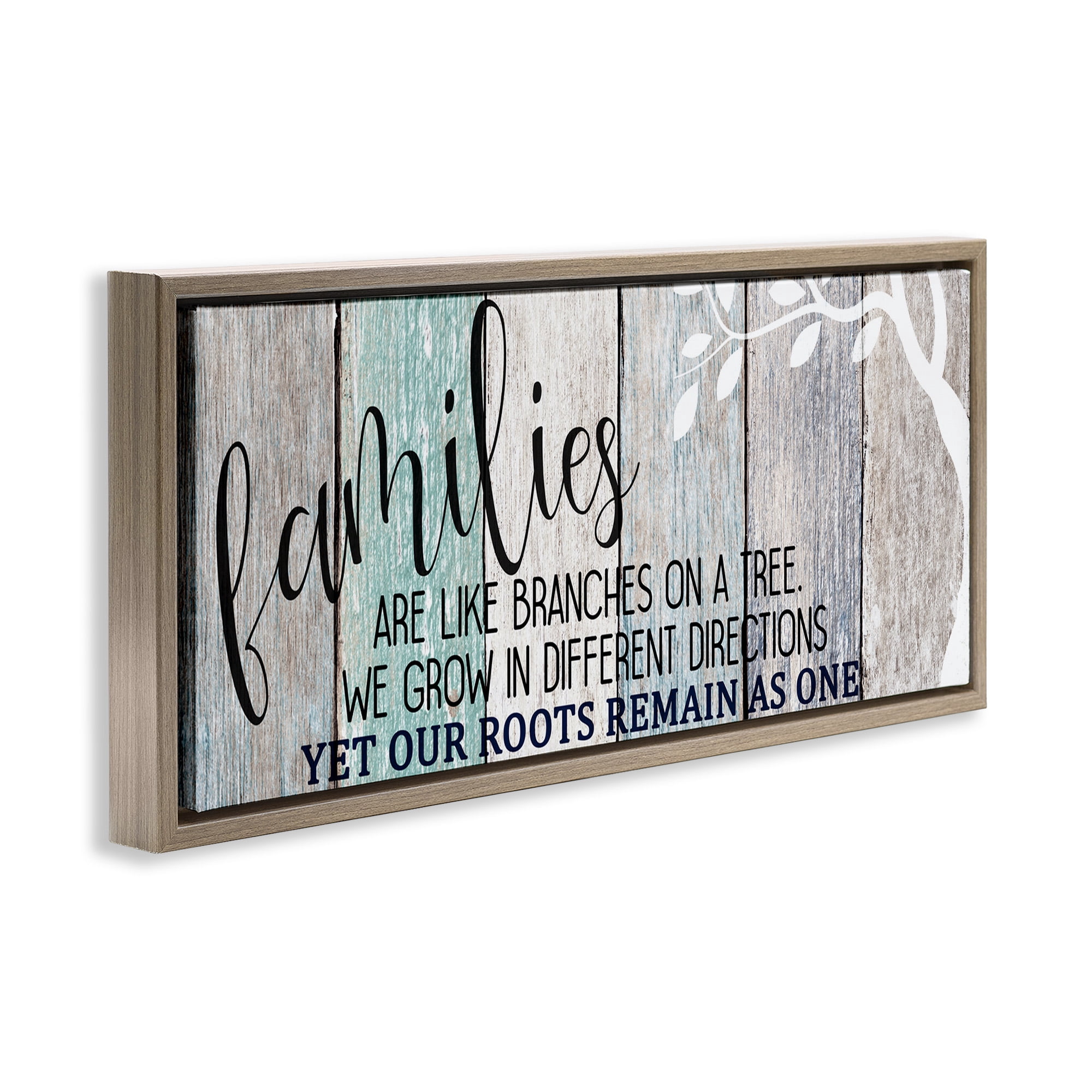 Stupell Industries Inspirational Families are Branches Quote Typography Painting Brown Floater Framed Canvas Art Print Wall Art, 31 x 14
