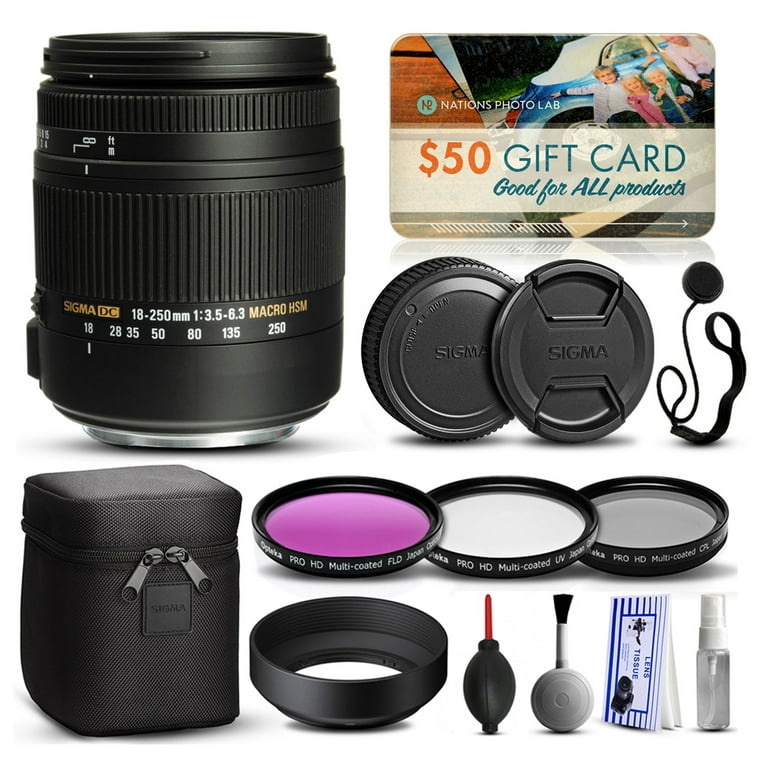 Sigma 18-250mm F3.5-6.3 DC OS MACRO HSM Kits - Walmart.com
