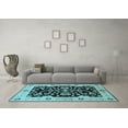 thumbnail image 3 of Ahgly Company Indoor Round Oriental Light Blue Traditional Area Rugs, 7' Round, 3 of 4