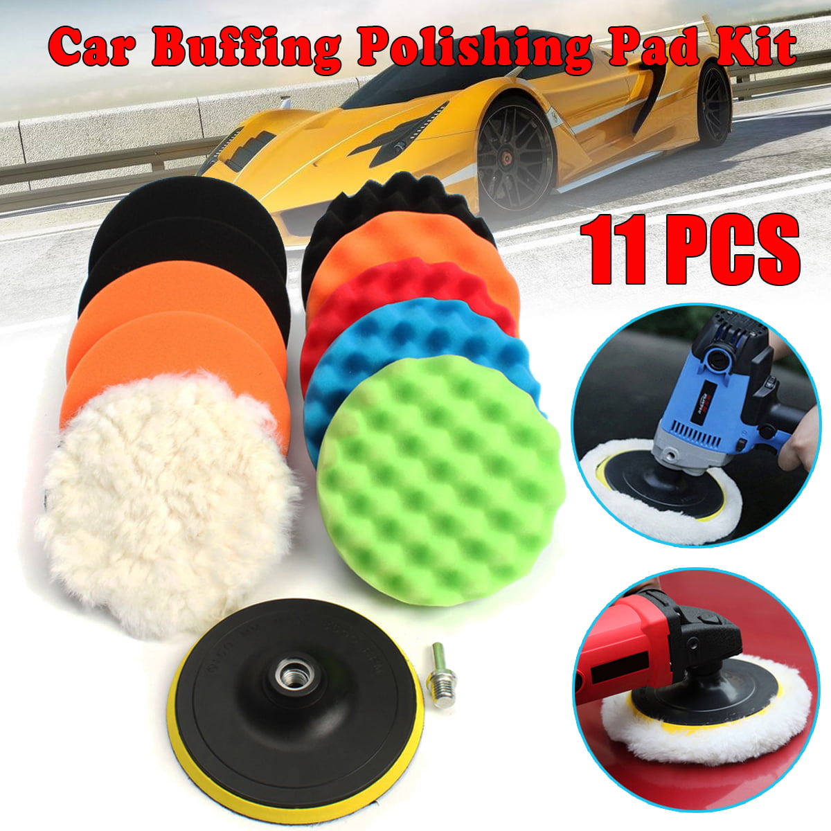 12X Set Mixed Sponge Buffing Polishing Pads M6 Wheel Kit For Car Polisher Waxing 