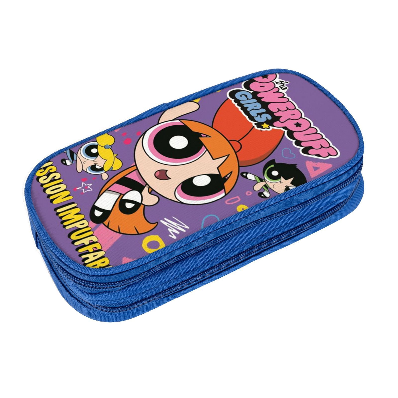 The Powerpuff Gi-rls Pencil Case Large Capacity Pencil Pouch Penbag Office Stationery Organizer Travel Makeup Bag Blue