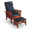 Mission Leisure Chair With Ottoman, Black & Oak
