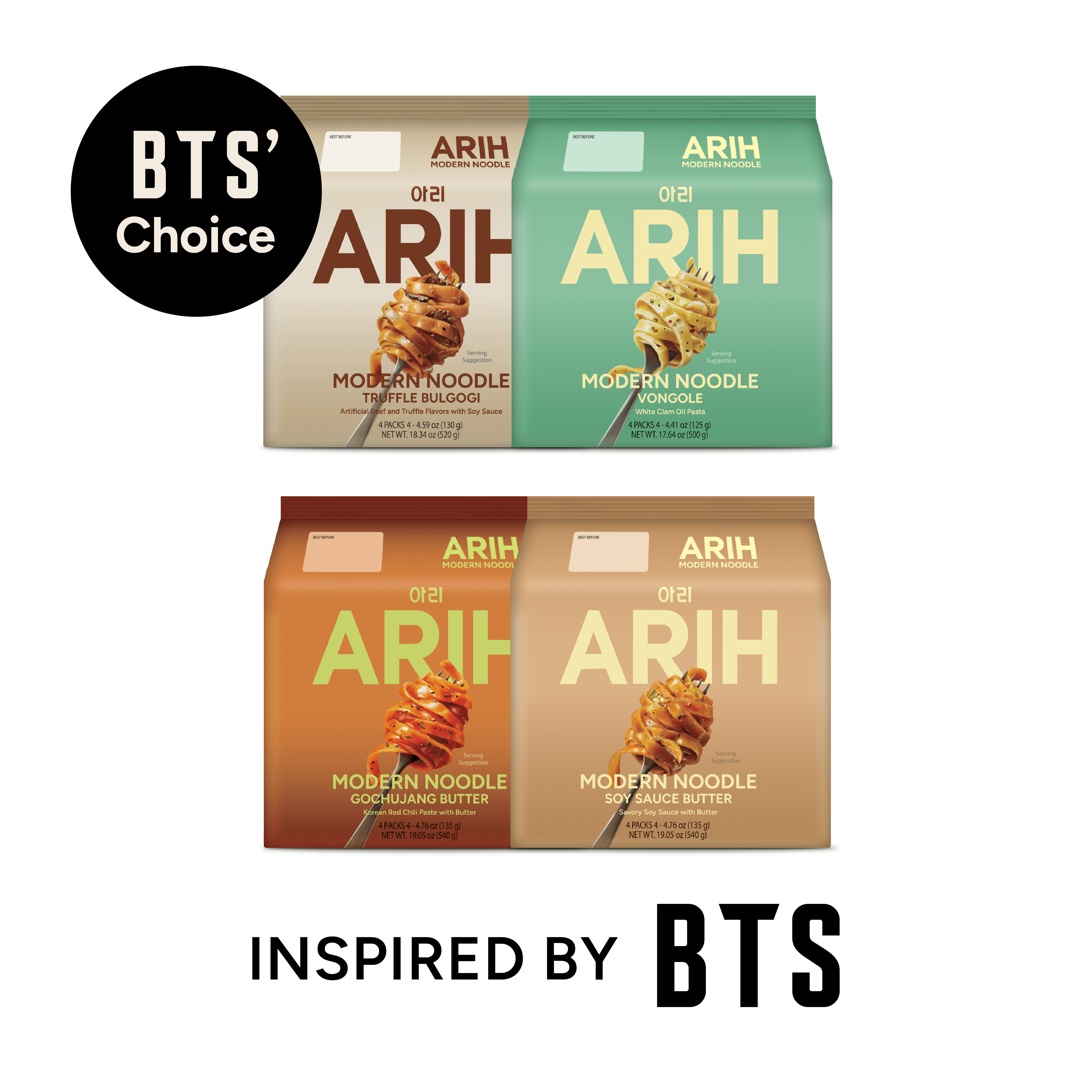 ARIH BTS' Choice Modern Noodle Bundle, Multiple Flavors