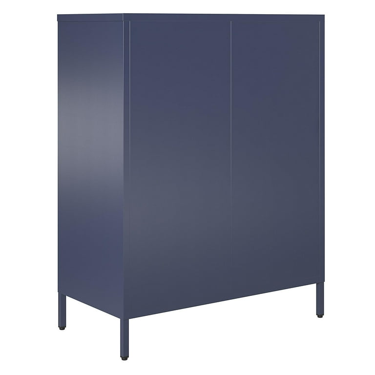 Novogratz Channing 2 Door Accent Cabinet-Mesh Metal Locker, Navy
