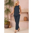 thumbnail image 3 of DARING DIVA Women's 2 Piece Outfits Sleeveless Tank Top Wide Leg Pants Set S Dark Blue, 3 of 8