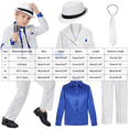 thumbnail image 3 of Huioutfit Kids Dance Clothes Jacket + Shirt + Pants + Hat + Tie Boys 80s 90s Stage Outfits Party Dress Up White,6-7 Years, 3 of 5
