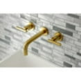 thumbnail image 2 of Kingston Brass KS8127CML Manhattan 2-Handle 8 in. Wall Mount Bathroom Faucet, Brushed Brass, 2 of 5