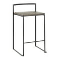 thumbnail image 2 of Fuji Contemporary Stackable Counter Stool in Black with an Espresso Wood-Pressed Grain Bamboo Seat by LumiSource - Set of 2, 2 of 8