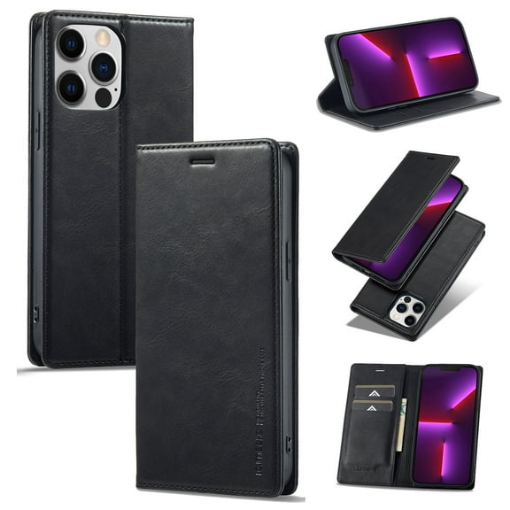 Nalacover Case for iPhone 15 Pro Card Holder Wallet Case with RFID Blocking, Premium PU Leather Flip Cover, Magnetic Closure Kickstand TPU Shockproof Case for iPhone 15 Pro, Black