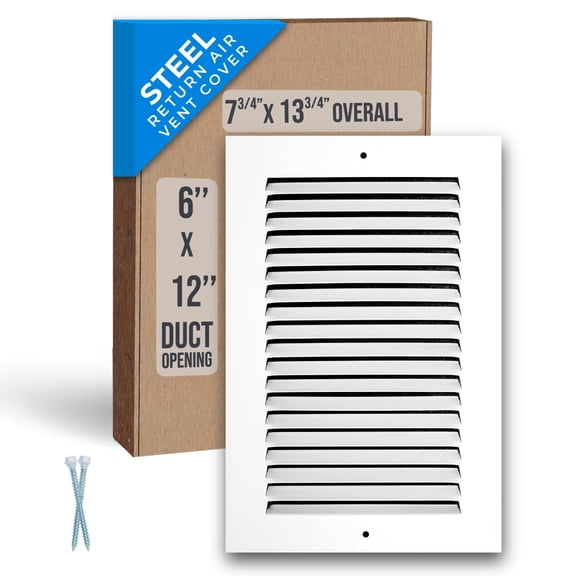 Fits 6x12 Duct Opening | Steel Return Air Grille by Handua | Vent Cover Grill for Sidewall and Ceiling | White | HVAC Cold Air Intake Grille | Outer Dimensions: 7.75"W X 13.75"H