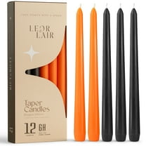 Leor & Lair Halloween Taper Candles - 12 Pack 10" Orange & Black Halloween Candles