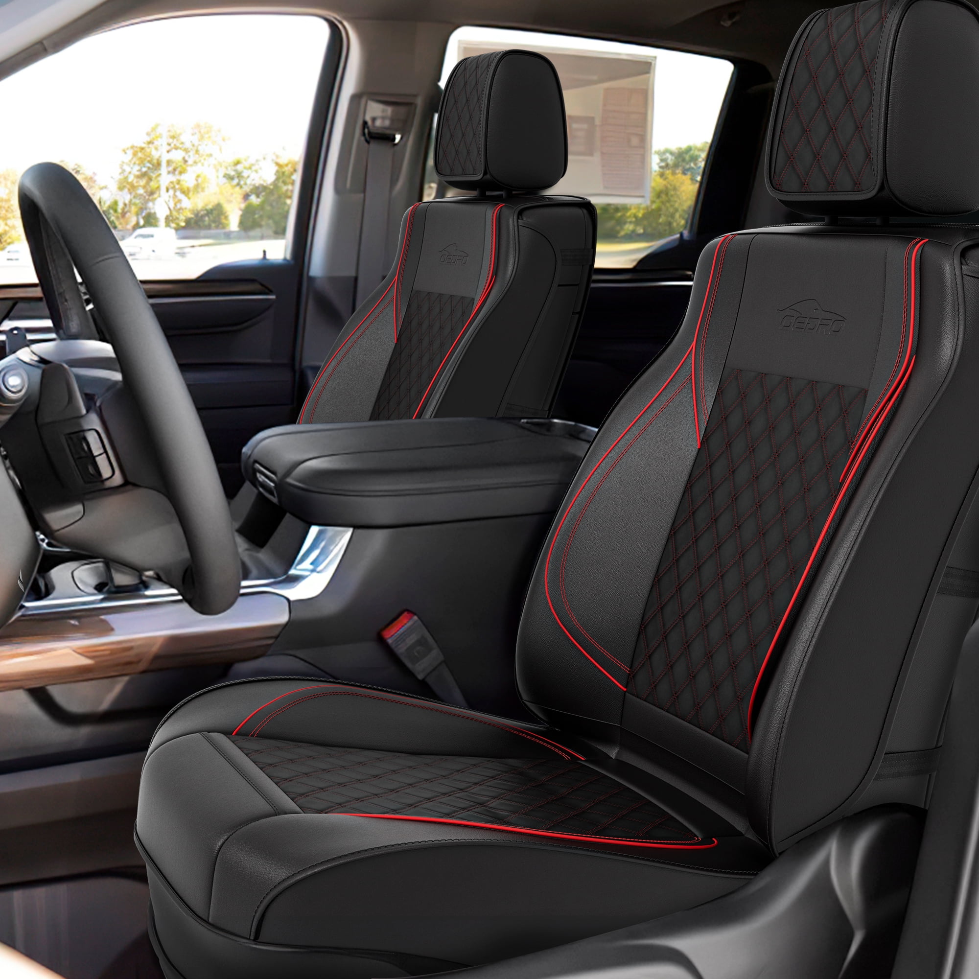 Faux Leather Car Seat Cover Full Set For Chevy Silverado GMC 1500 2500HD 3500HD – Waterproof, Airbag Friendly