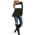 thumbnail image 2 of Haut Chemise à Manches Longues pour Femme à Col Rond, à Rayures à Blocs de Couleur avec Coudières Patchées, 2 of 7