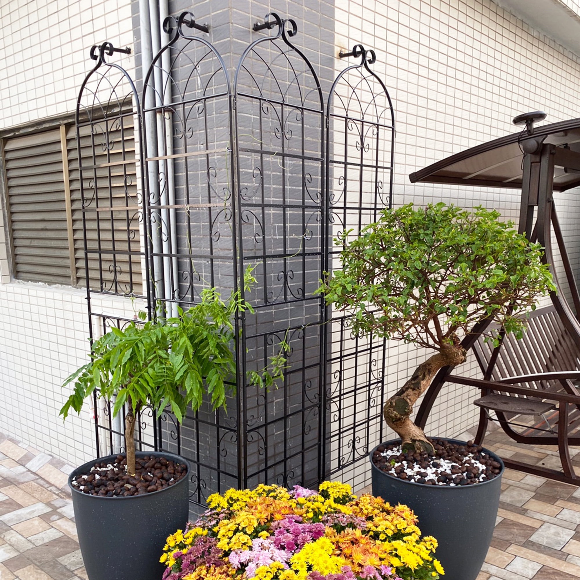 CQSXDA 4 Pack Large Garden Trellis 86.7"H x 19.7" W Heavy Duty Rustproof Black Iron Plant Trellis for Potted Plant Support Metal Climbing Rose Trellis Vine Vegetable Cucumber